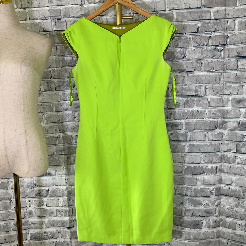T Tahari Vibrant Lime Cap Sleeve Mini Dress
